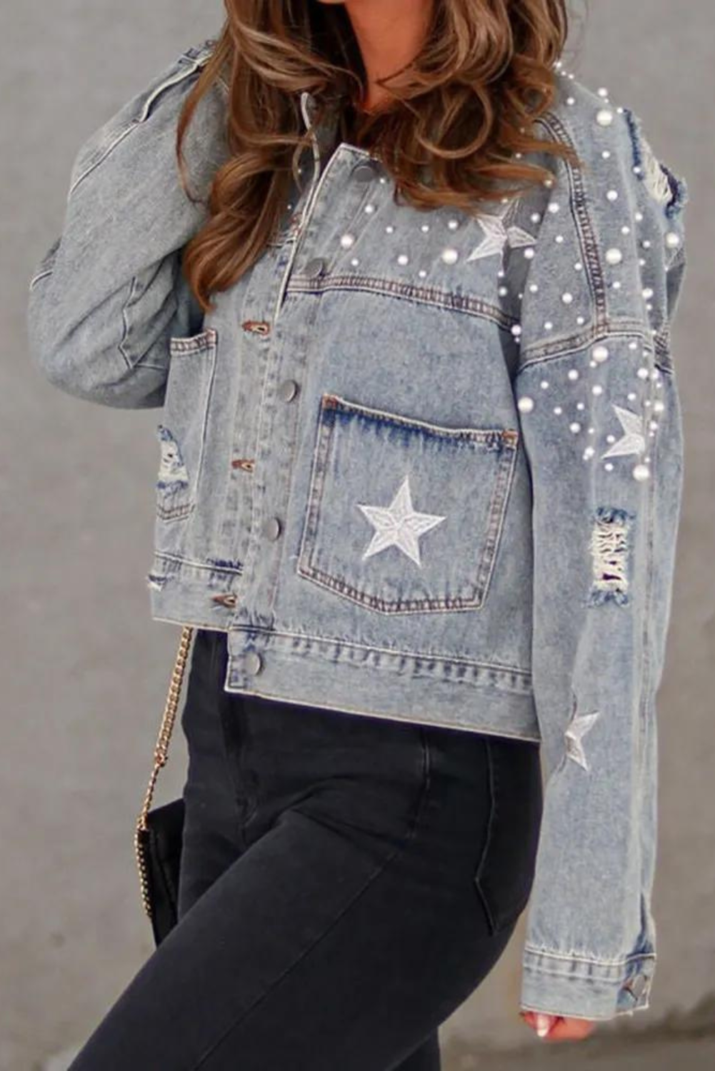 Bead Detail Denim Jacket