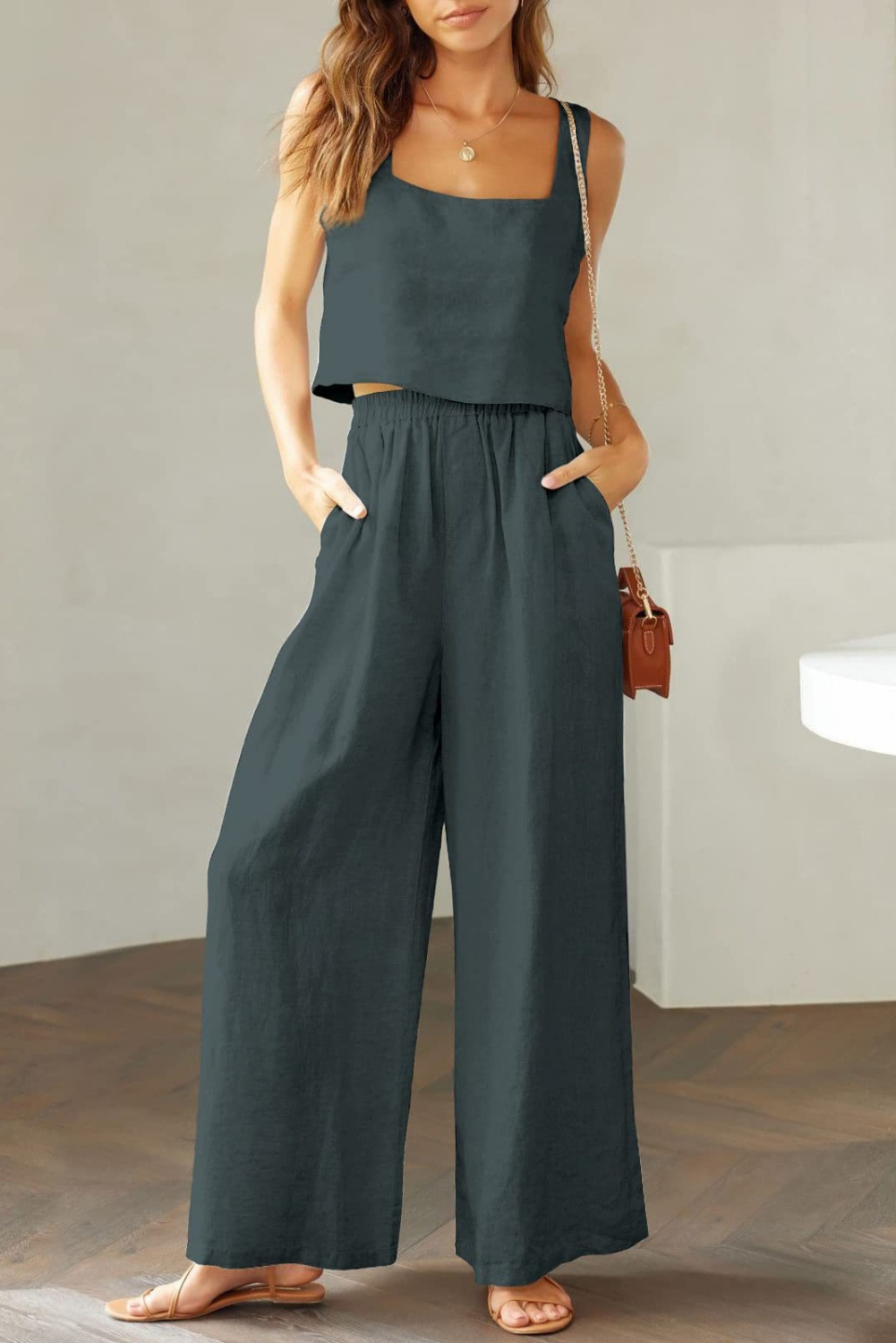 Square Me Top and Wide Leg Pants Set