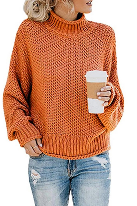 Turtleneck Dropped Shoulder Sweater