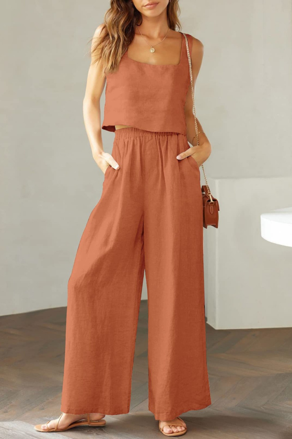 Square Me Top and Wide Leg Pants Set