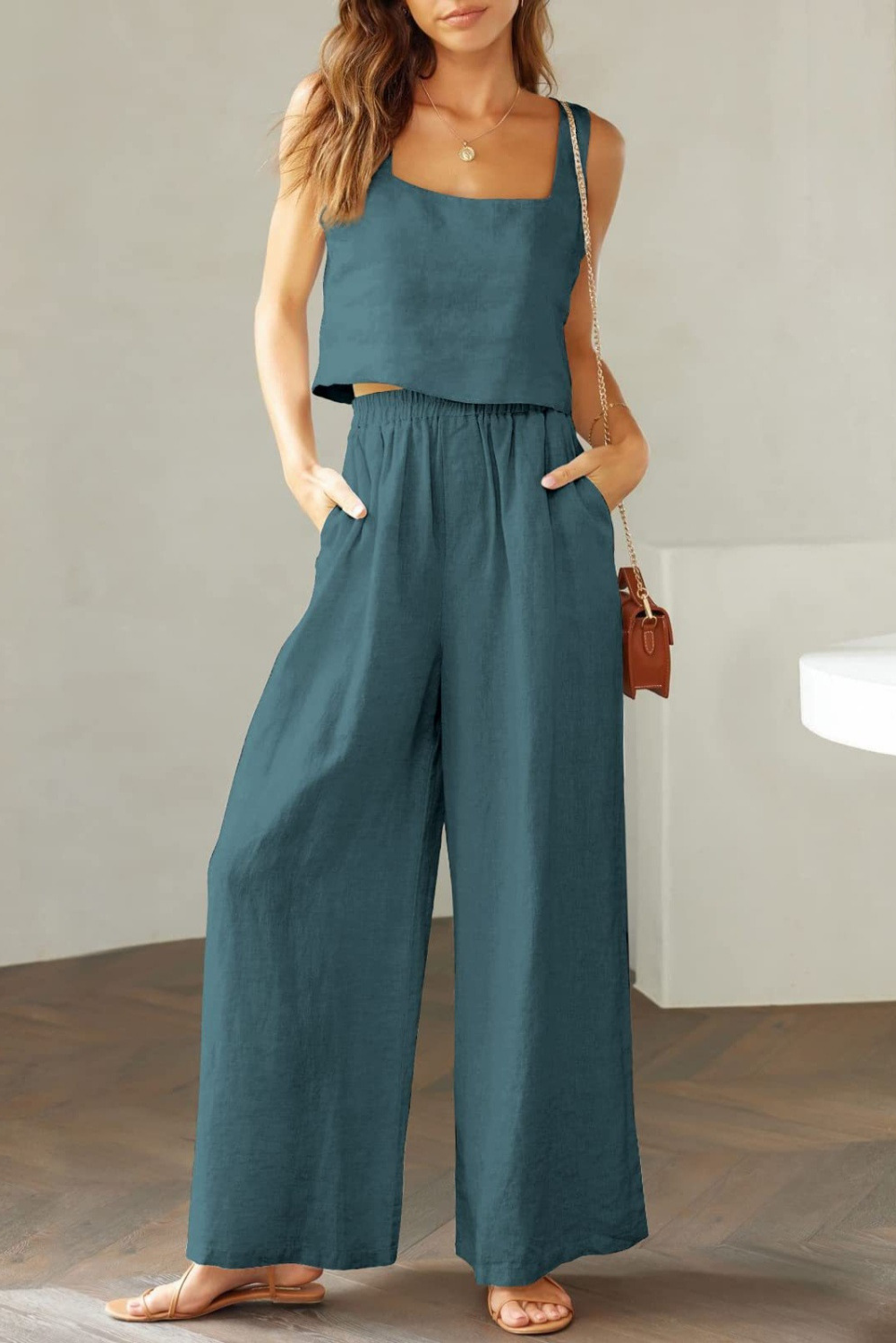 Square Me Top and Wide Leg Pants Set