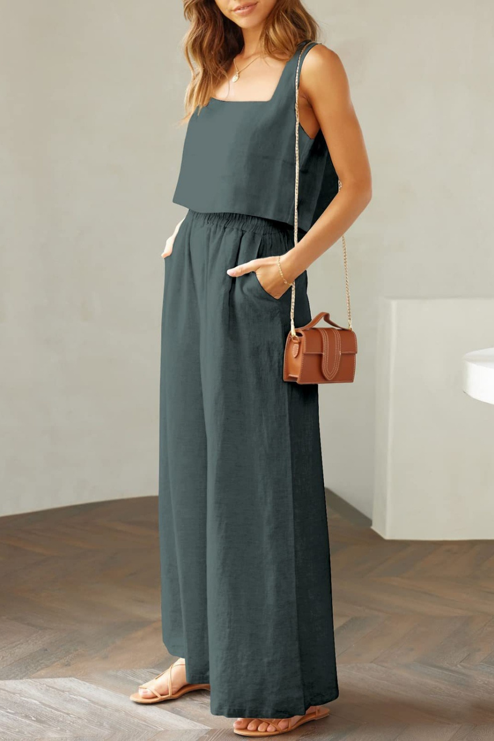 Square Me Top and Wide Leg Pants Set