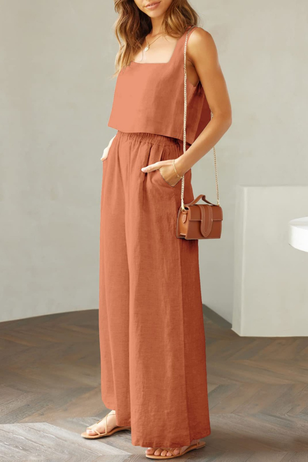 Square Me Top and Wide Leg Pants Set