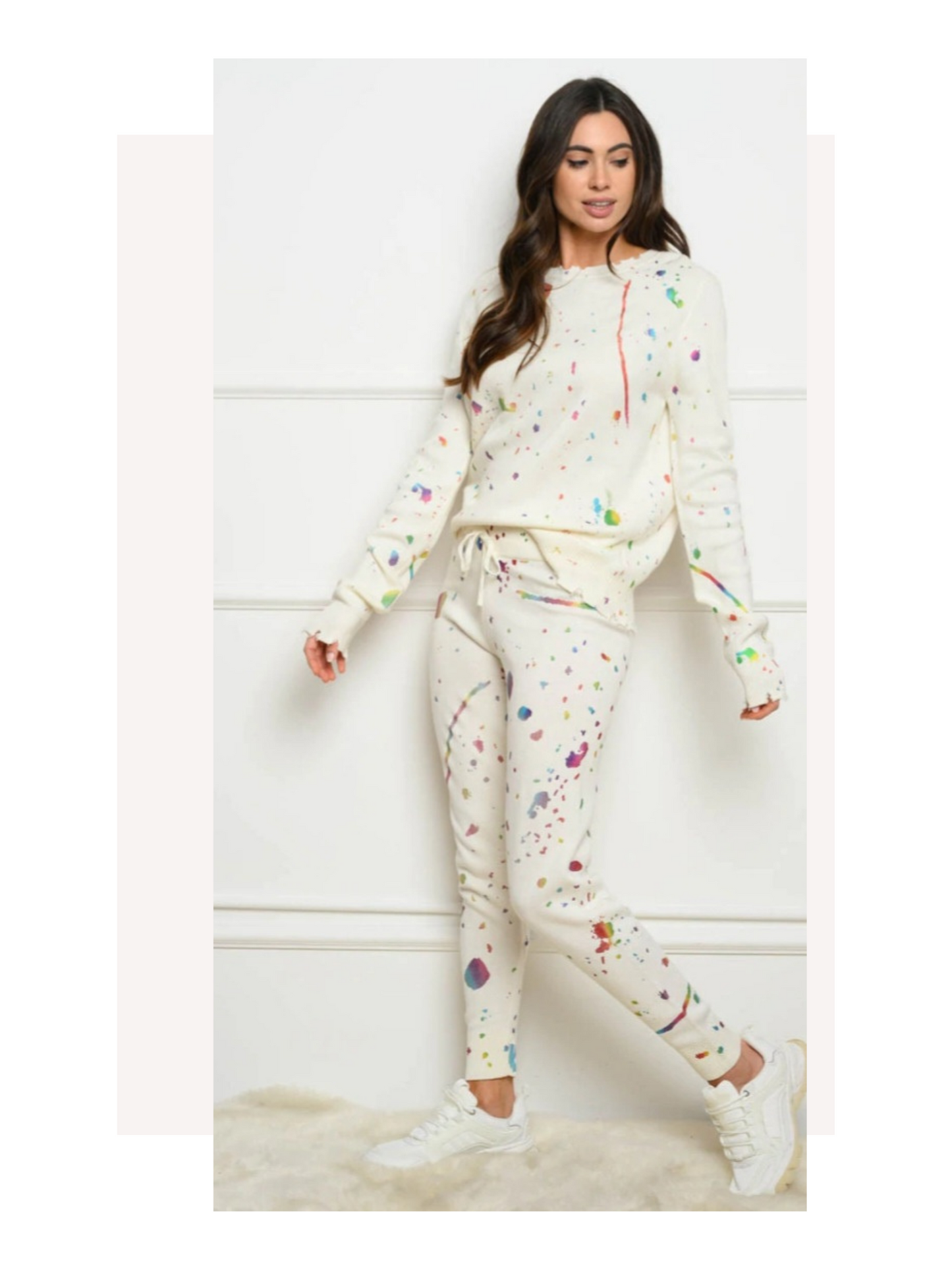 Long Sleeve Paint Splatter Sweater