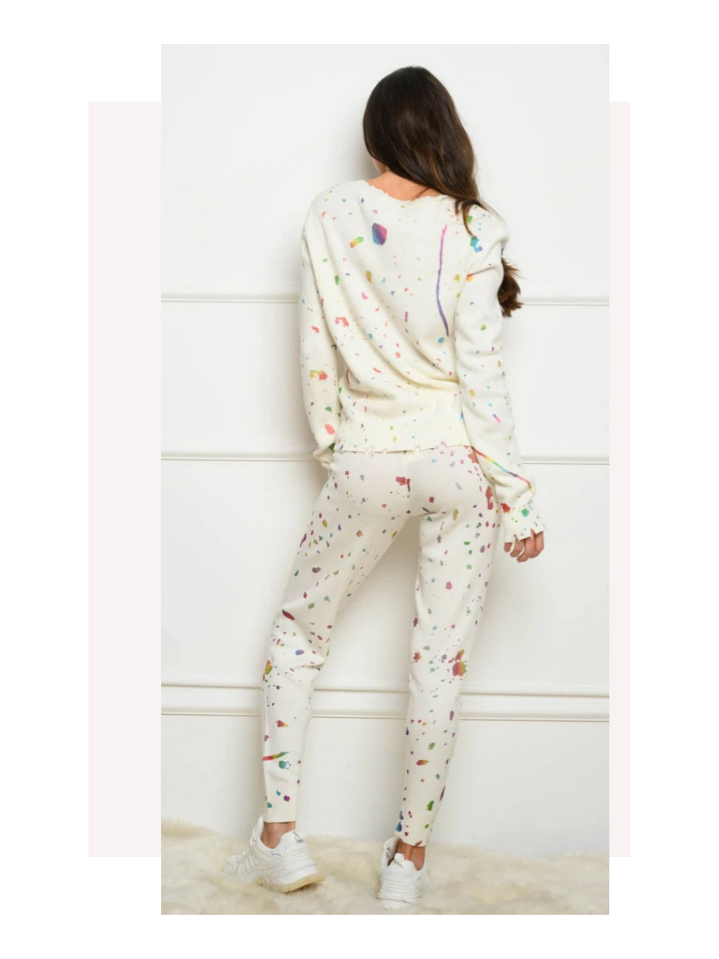 Long Sleeve Paint Splatter Sweater