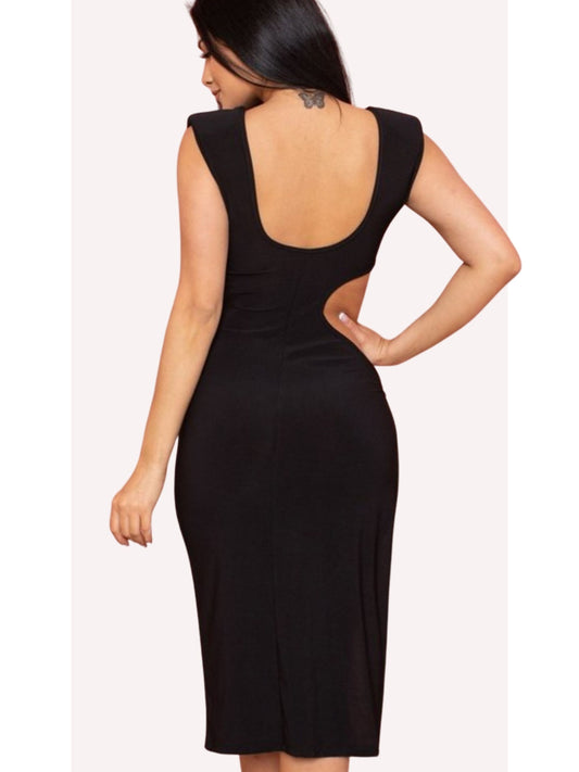 Women's Side Waist Cutout Midi Dress