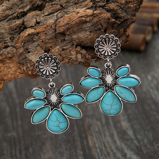 Turquoise Spirit Flower Earrings