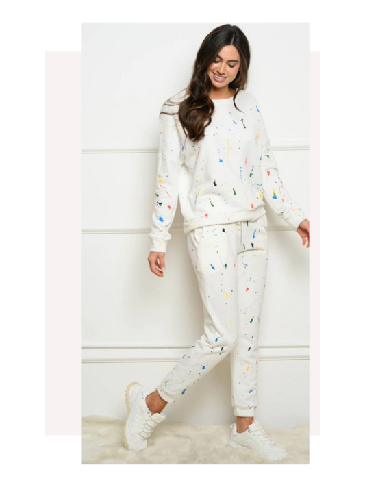 Women's Paint Splatter 2pc Jogger Set