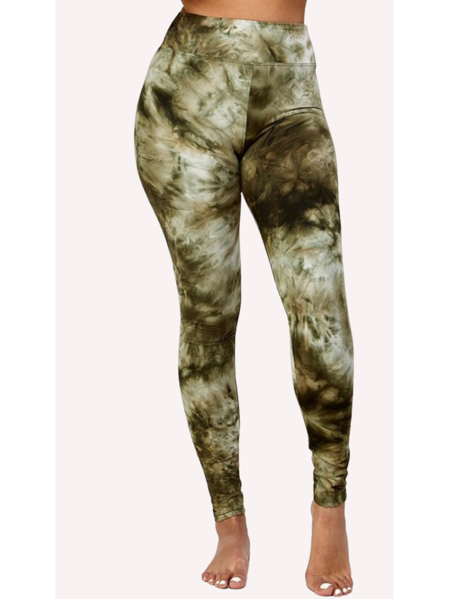 Women's Tie-dye Brushed Leggings With High Waist Band