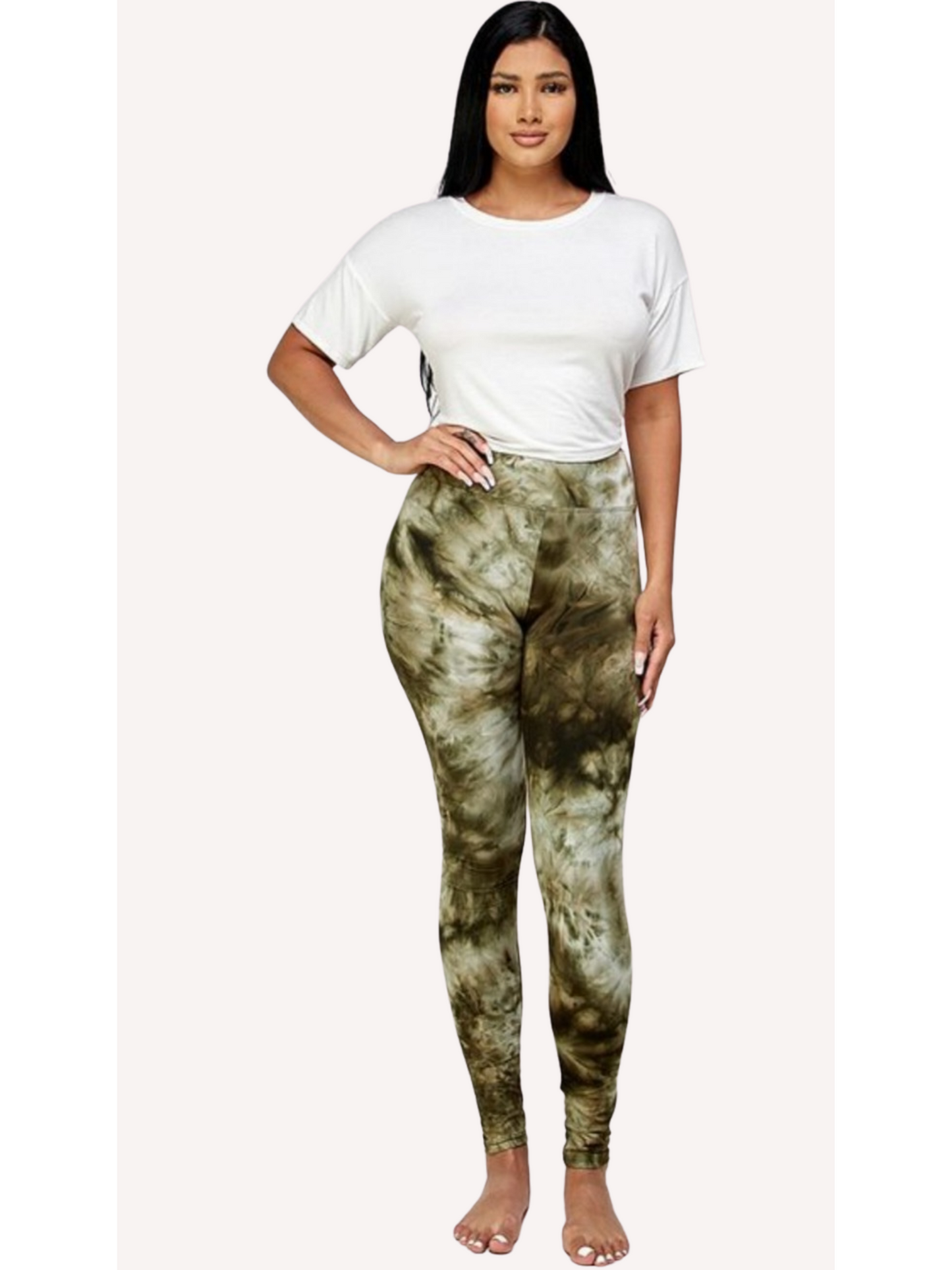 Women's Tie-dye Brushed Leggings With High Waist Band