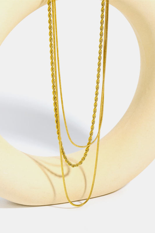 18K Gold Plated Triple Layer Necklace