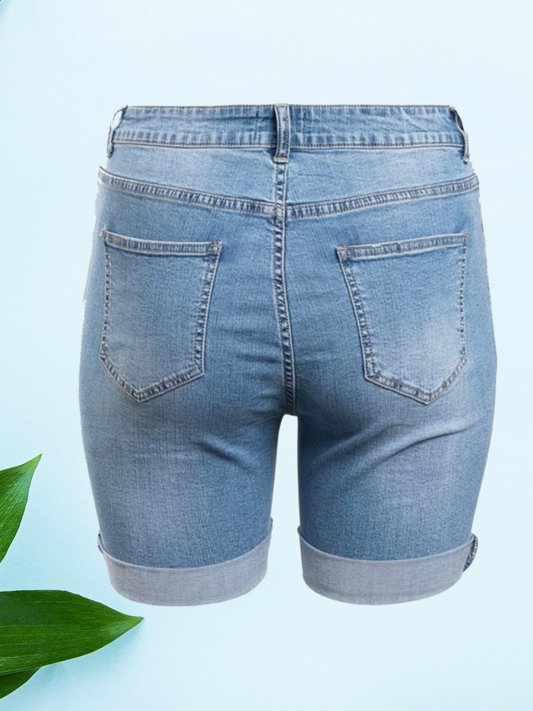 Plus Size Distressed Denim Shorts