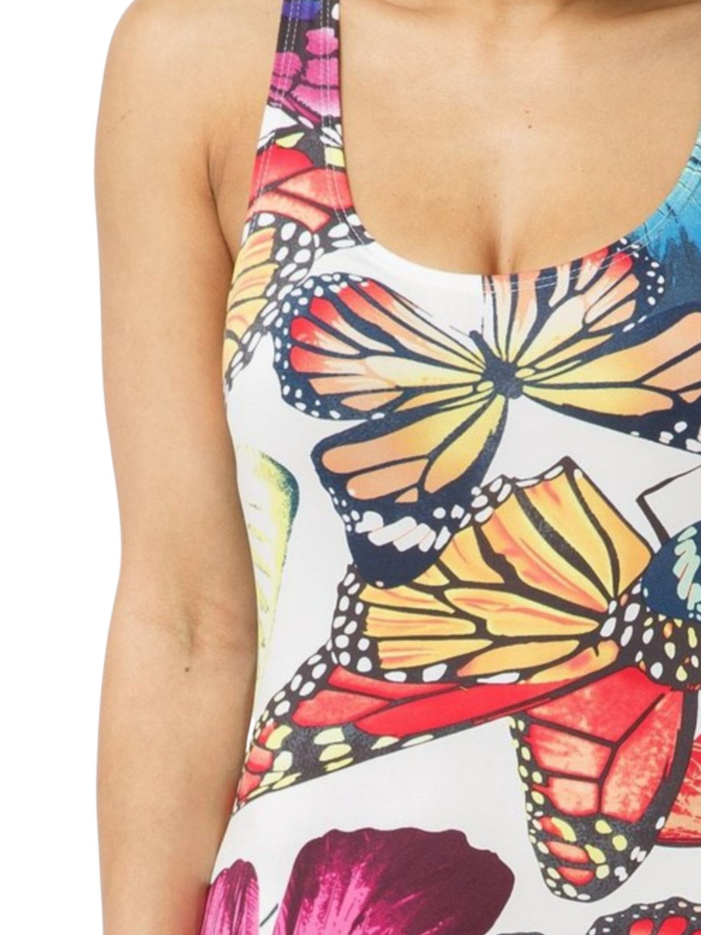 Butterfly Print Sleeveless Midi Dress