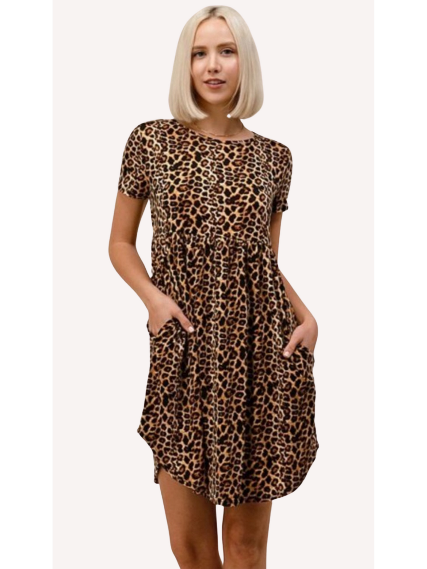 Plus Size Leopard Print & Flare Fit Dress