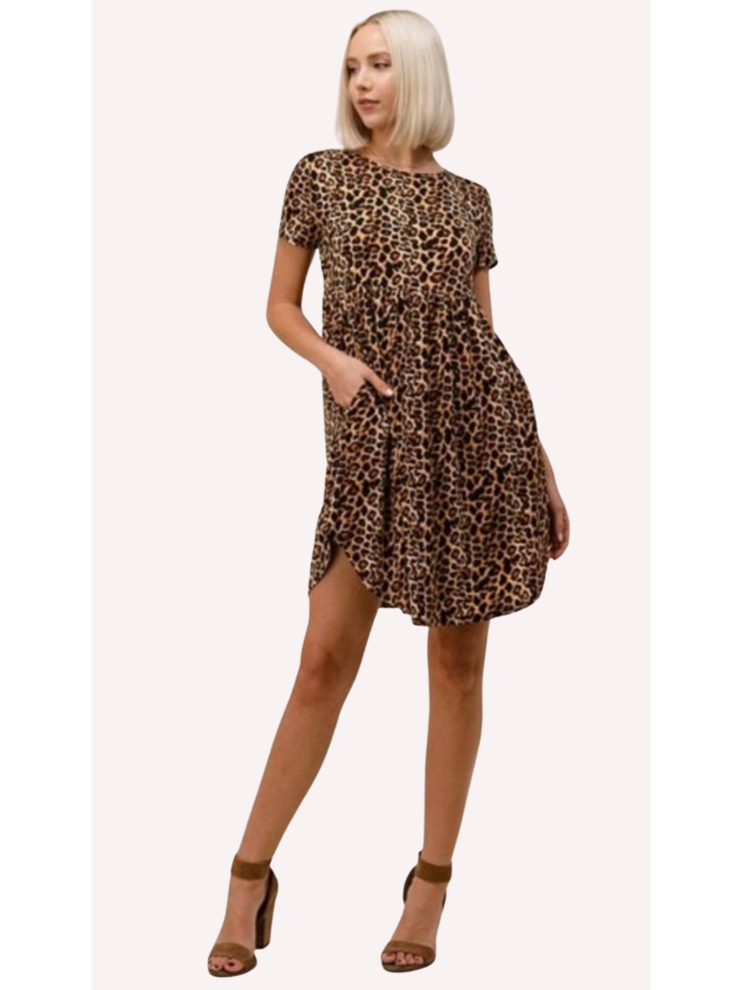 Plus Size Leopard Print & Flare Fit Dress