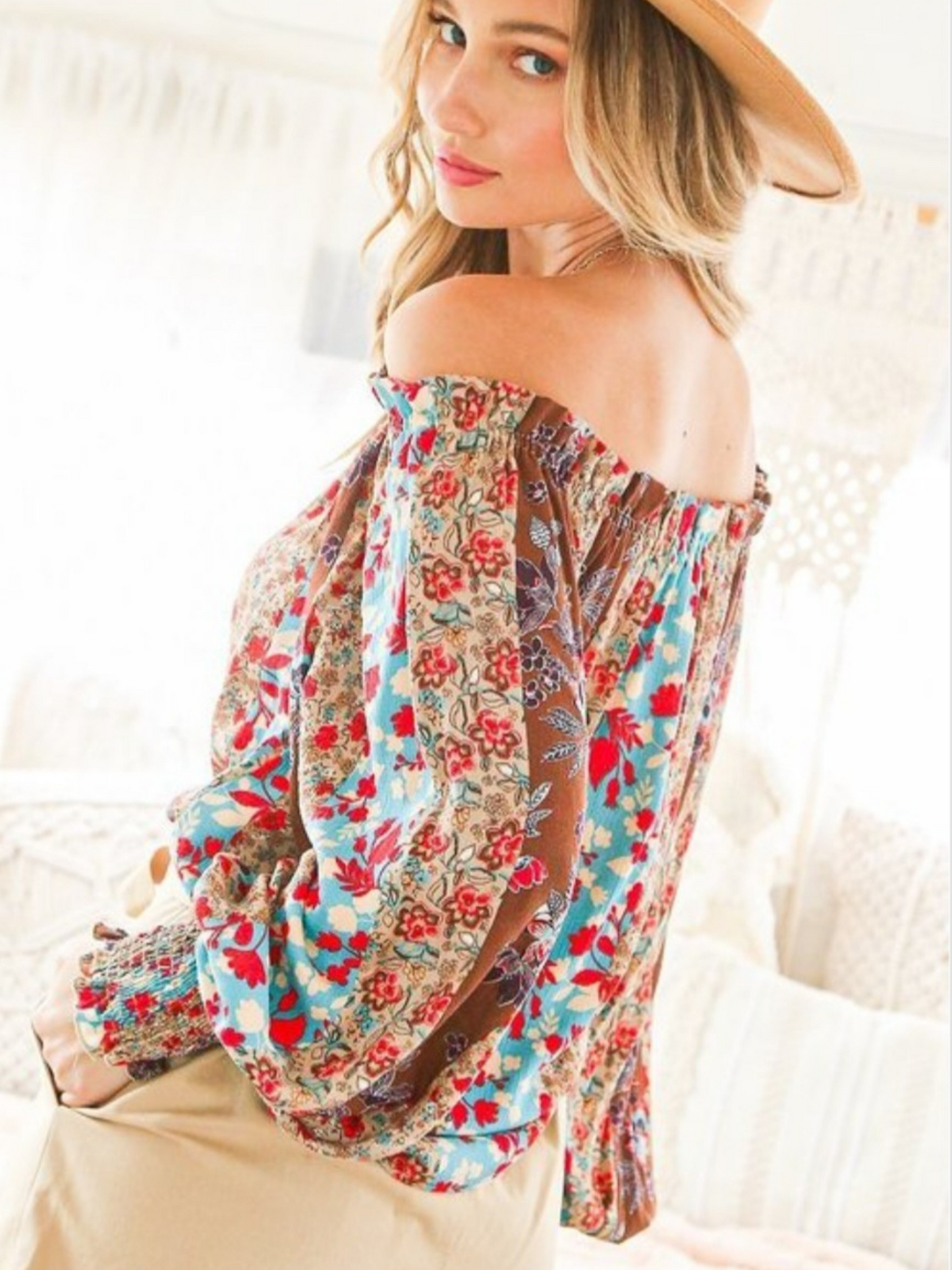 Women's Off-The-Shoulder Floral Top