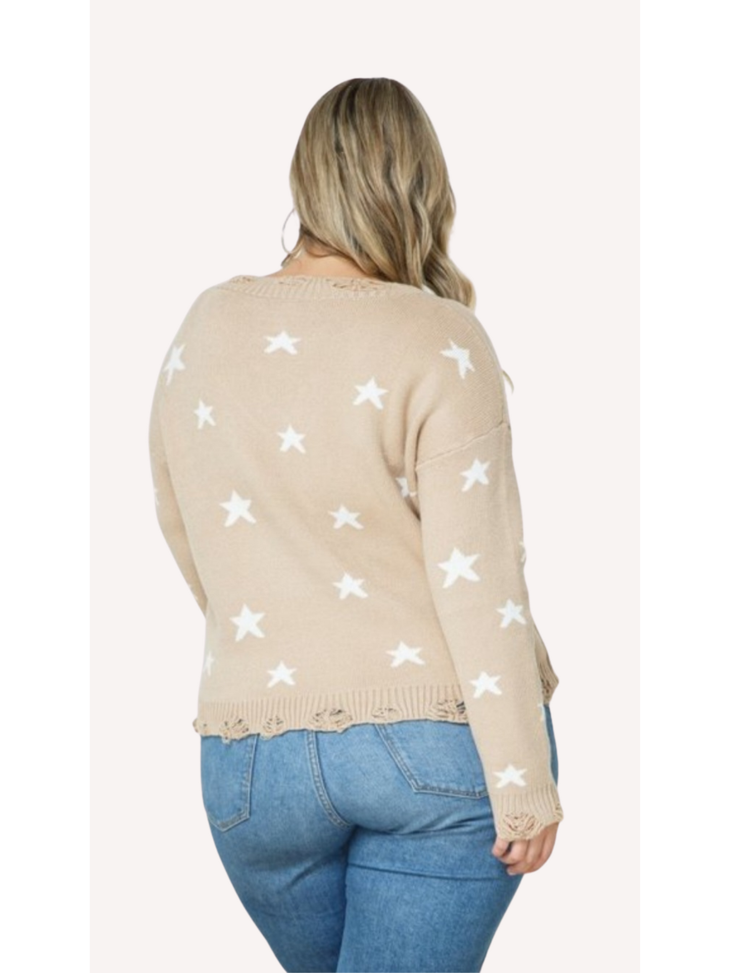 Plus Size Shooting Star V-Neck Sweater