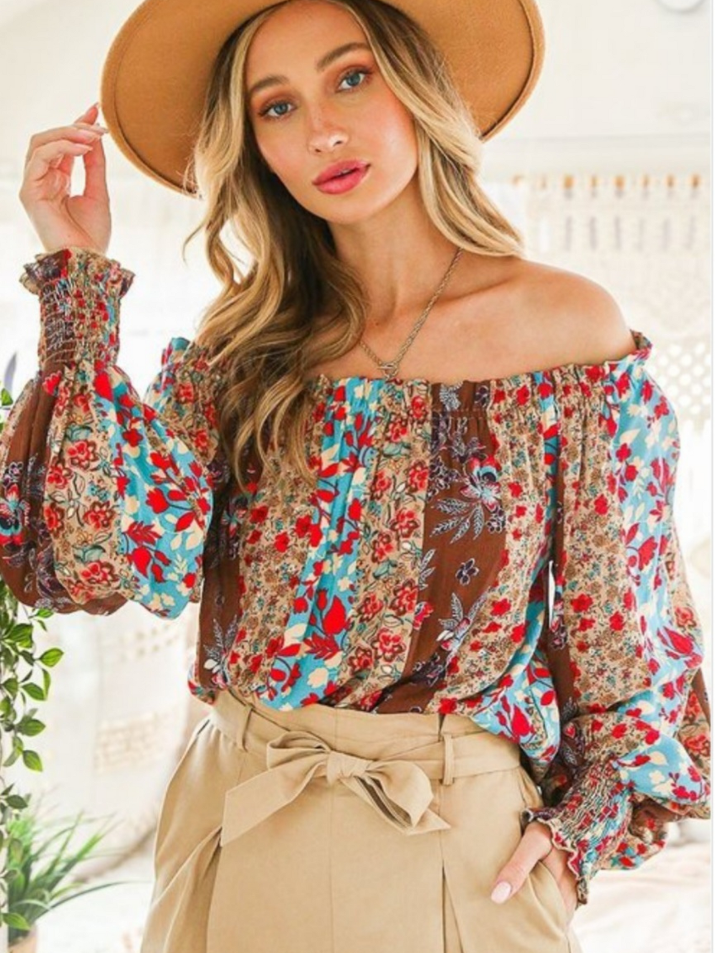 Women's Off-The-Shoulder Floral Top