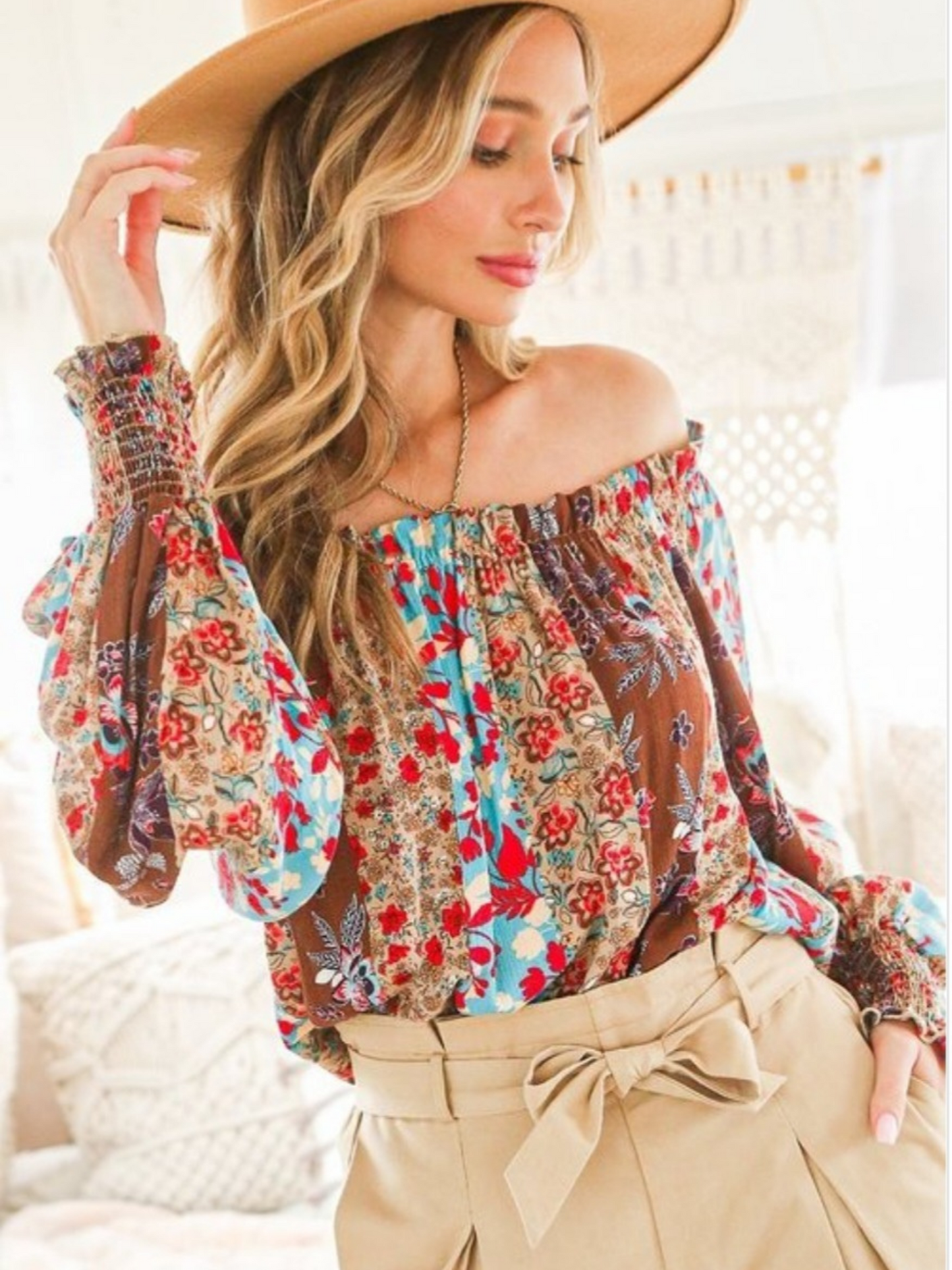 Women's Off-The-Shoulder Floral Top