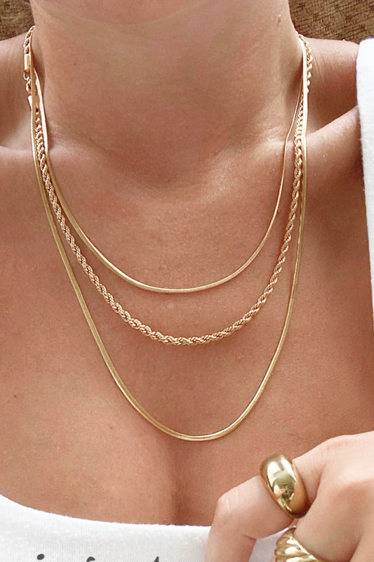 18K Gold Plated Triple Layer Necklace