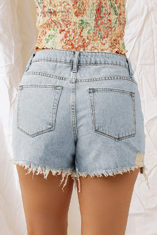 Lucky Me Distressed Denim Shorts