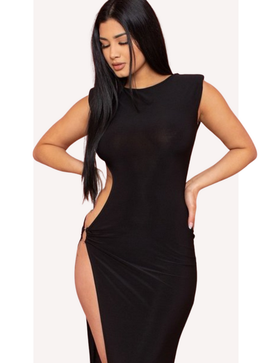 Women's Side Waist Cutout Midi Dress